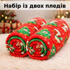 Набір із двох пледів фліс Новорічні гусенята 150x200 см