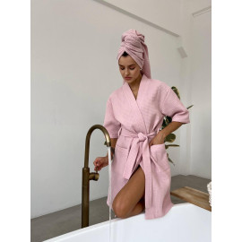Жіночий Подарунковий набір Barbie рожевий (халат+рушник)